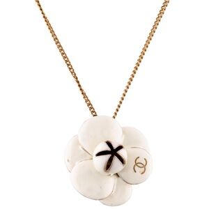 Chanel Enamel Camellia Pendant Necklace